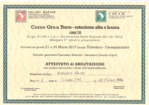Corso gru a torre